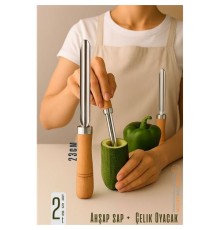 Oyacak - 2 Lİ SET Dolmalık Kabak ve Biber Patlıcan Oyacağı 304 Paslanmaz Çelik