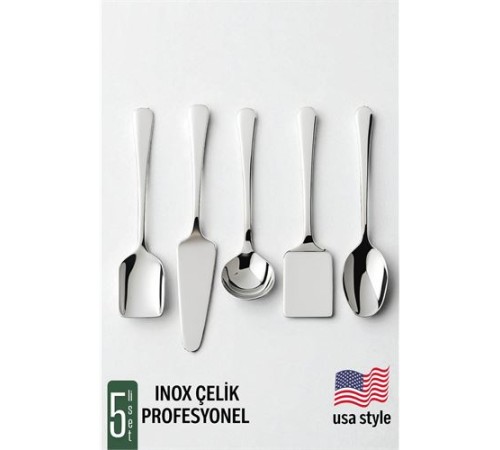 Amerikan Tip Servis Seti 5 Parça - Profesyonel Paslanmaz Çelik Çeyiz Seti
