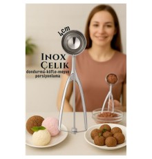 Inox 4 cm Dondurma Kaşığı - Karpuz Kurabiye Köfte Helva Porsiyonlama