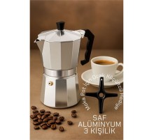 Klasik Italyan Moka Pot - 6061 Saf Alüminyum  Profesyonel Moka Pot - 3 kişilik