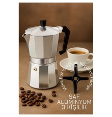 Klasik Italyan Moka Pot - 6061 Saf Alüminyum  Profesyonel Moka Pot - 3 kişilik