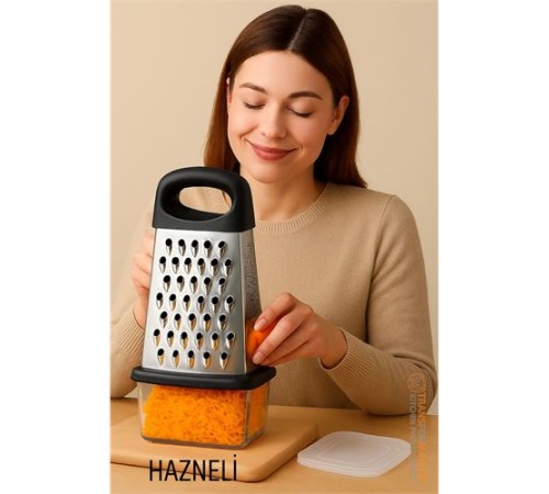 Hazneli El Rendesi - Saklama Kaplı 4 Taraflı Profesyonel 304 Paslanmaz Çelik