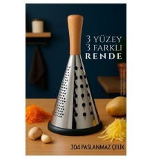 El Rendesi - Konik Tip Ergonomik 3 Taraflı Profesyonel 304 Paslanmaz Çelik