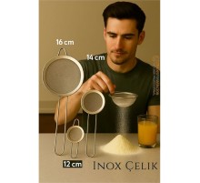 Inox Süzgeç Seti - 3 Boy Çok Amaçlı Süzgeç 304 Çelik Profesyoneller İçin