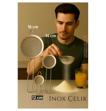 Inox Süzgeç Seti - 3 Boy Çok Amaçlı Süzgeç 304 Çelik Profesyoneller İçin