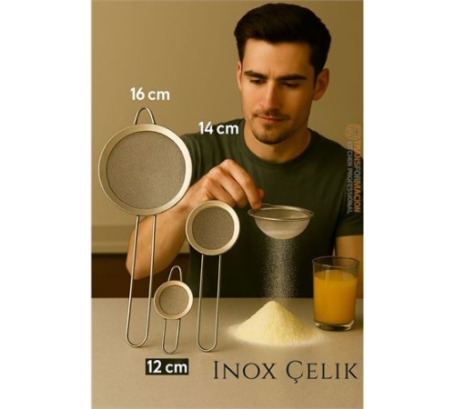 Inox Süzgeç Seti - 3 Boy Çok Amaçlı Süzgeç 304 Çelik Profesyoneller İçin
