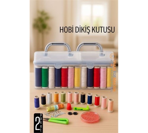 Dikiş Seti - 42 Parça Renkli Dikiş Seti – Mezuralı, Taşınabilir, Hobi ve Onarım İçin