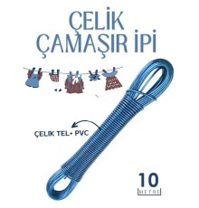 10 mt Çelik Çamaşır İpi Pvc Kaplı Dayanıklı Çamaşır İpi Balkon Çamaşır İpi