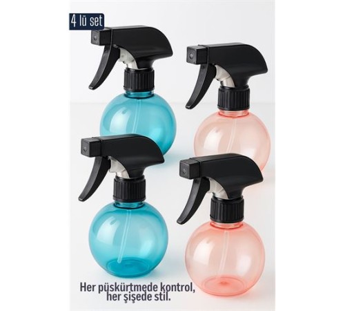 Boş Sprey Şişe 4 x 250 ml 4 ADET 250 ml Renkli Sprey Şişe – 4’lü Çok Amaçlı Set