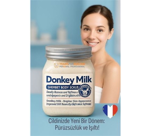 Donkey Milk Vücut Peelingi 500 ml - Ölü Deri Temizleyici, Cilt Aydınlatıcı ve Yoğun Nemlendirici Vücut Scrubı