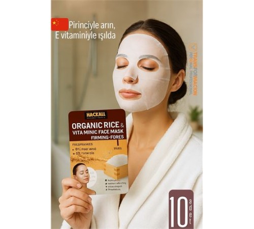 Organik Pirinç & Vitamin E Yüz Maskesi – Gözenek Sıkılaştırıcı Nemlendirici