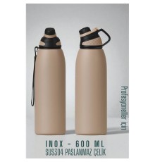 Inox Çelik Termos - 600 ml  SUS304 Çelik Termos Profesyonel PUDRA