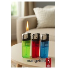 3’lü Manyetolu Çakmak Seti – Renkli Şeffaf Gövde | Güvenli ve Uzun Ömürlü Kullanım