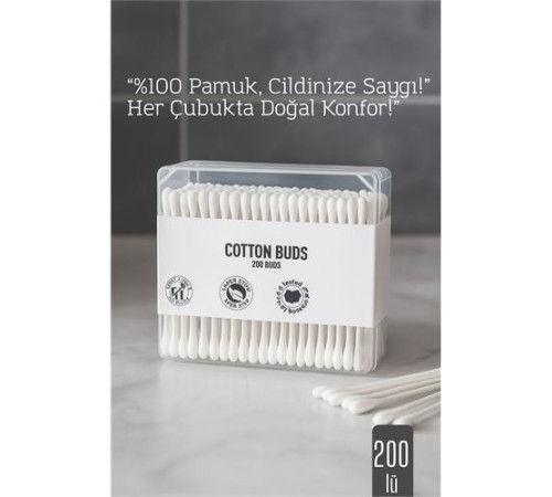 %100 Pamuk Kulak Çubuğu – 200’lü Paket
