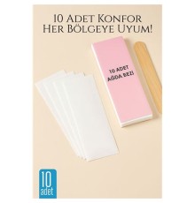 10’lu Ağda Bezi Seti + Spatula | Her Bölgeye Uyumlu | Evde Pratik Tüy Alma İçin