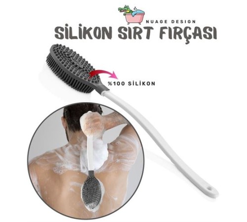 Banyo Sırt Fırçası Silikon Nuage Design GRİ
