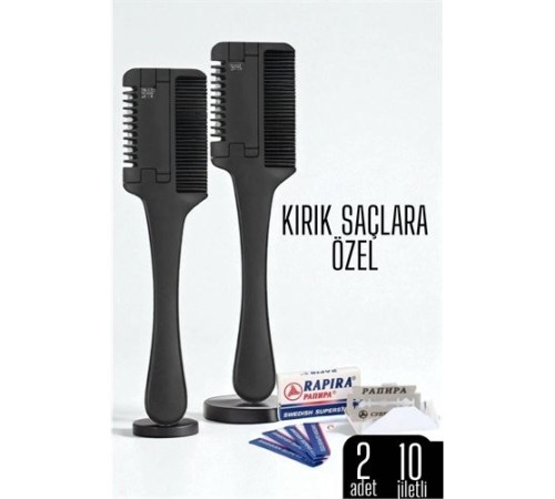 Saç İnceltme ve Şekillendirme Tarağı Çift Fonksiyonlu Saç Kırığı İçin Saç İncelten Jiletli Tarak