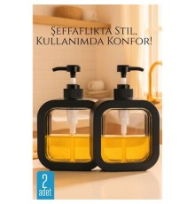 Pompalı Dispenser Sabunluk Seti – Şeffaf Gövde, Modern Tasarım | Sıvı Sabun, Şampuan, Losyon İçin