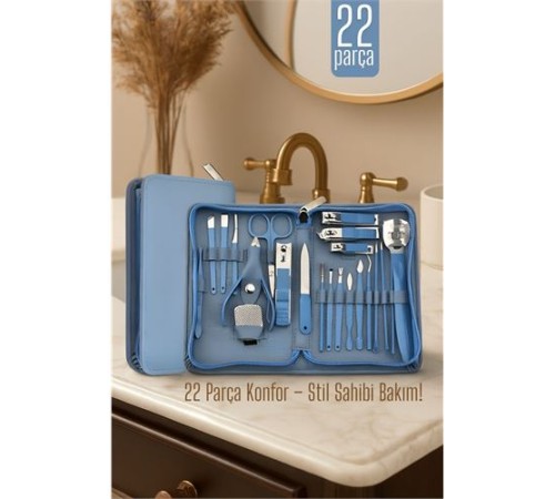 22 Parçalı Profesyonel Manikür Pedikür Seti – Bakım Çantası | Evde Profesyonel Tırnak Bakımı