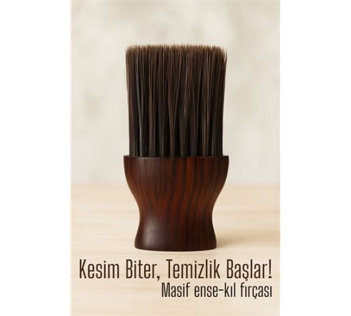 Berber Ense Fırçası Saç Temizleme Fırçası - Berber Temizlik Fırçası Masif Ahşap