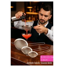 3’lü Bar Süzgeci Seti – 8-10-12 cm Çaplı Paslanmaz Çelik | Kokteyl ve Mutfak İçin