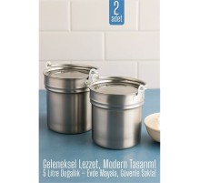 2 li Yoğurt Bakracı – Paslanmaz Çelik 5 Litre |  Kapaklı, Hijyenik ve Dayanıklı