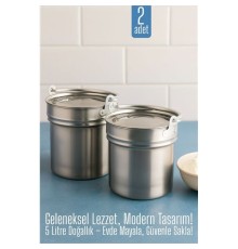 2 li Yoğurt Bakracı – Paslanmaz Çelik 5 Litre |  Kapaklı, Hijyenik ve Dayanıklı