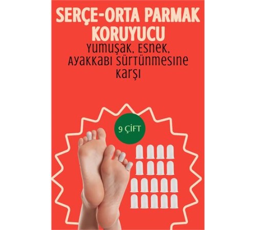 9 Çift Silikon Parmak Koruyucu – Serçe ve Orta Parmak Uyumlu | Yumuşak, Esnek, Ayakkabı Sürtünmesine Karşı