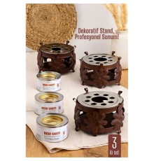 3 lü SET Dekoratif Metal Osmanlı Ocağı ve Reşo Yakıtı – Isıtmalı Sunum İçin Güvenli ve Şık Çözüm