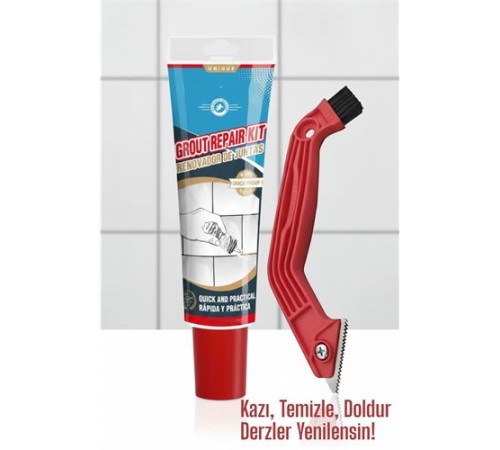 Derz Dolgu Macunu + Çelik Uçlu Derz Kazıyıcı Set | Fayans Arası Temizlik ve Yenileme Çözümü