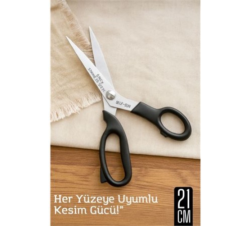Çok Amaçlı Makas – 21 cm Uzunluk | 11 cm Kesim Bıçağı | Paslanmaz Çelik, Ergonomik Sap