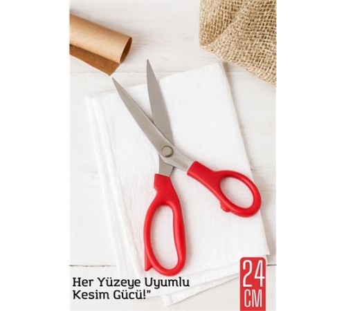 Çok Amaçlı Makas – 24 cm Uzunluk | 15 cm Kesim Bıçağı | Paslanmaz Çelik, Ergonomik Sap