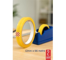 2 li Para Bandı Büyük Makinelere 12MM 66 mt Selobant – Şeffaf Bant | Masa Üstü Dispenser Uyumlu