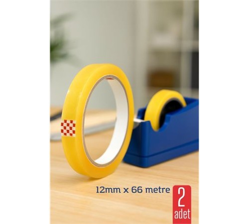 2 li Para Bandı Büyük Makinelere 12MM 66 mt Selobant – Şeffaf Bant | Masa Üstü Dispenser Uyumlu