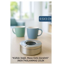 Inox Çelik Küllük – 9.5 cm x 3 cm | Modern, Hijyenik ve Dayanıklı Tasarım