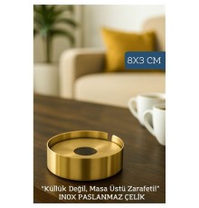 Gold Inox 1 MM Scotch Çelik Küllük – 8 cm x 3 cm | Modern, Hijyenik ve Dayanıklı Tasarım