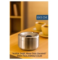 Inox Paslanmaz Çelik Küllük – 8 x 5 cm | Modern, Hijyenik ve Dayanıklı Tasarım