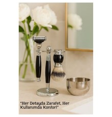 Koleksiyon Tıraş Seti – 304 Cerrahi Çelik & Kemik Saplı | Çift Cidarlı Tıraş Tası Icardi Collection