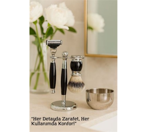 Koleksiyon Tıraş Seti – 304 Cerrahi Çelik & Kemik Saplı | Çift Cidarlı Tıraş Tası Icardi Collection