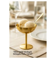 Gold Inox Çelik Ayaklı Dondurma ve Sunum Kasesi – Tatlı, Lokum ve Sunum Kabı