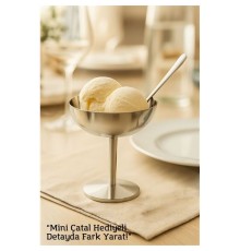 Gümüş Inox Çelik Ayaklı Dondurma ve Sunum Kasesi – Tatlı, Lokum ve Sunum Kabı