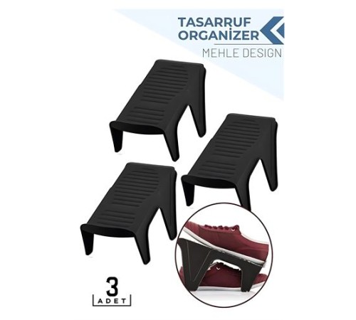3’lü Ayakkabı Düzenleyici Set – Çift Katlı Tasarım | Dolap İçi Alan Tasarrufu | Kaymaz Yüzey