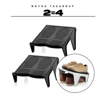 2'li Ayakkabı Düzenleyici Twin Set – Çift Katlı Tasarım | Dolap İçi Alan Tasarrufu | Kaymaz Yüzey