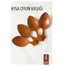 Kısa Oyun Kaşığı Halk Oyunu Kaşığı - Kına Kaşığı Kısa Saplı Zeybek Oyun Kaşığı 4 ADET