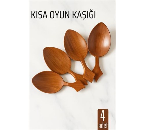Kısa Oyun Kaşığı Halk Oyunu Kaşığı - Kına Kaşığı Kısa Saplı Zeybek Oyun Kaşığı 4 ADET