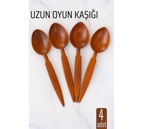 Uzun Oyun Kaşığı Halk Oyunu Kaşığı - Kına Kaşığı Uzun Saplı Zeybek Oyun Kaşığı 4 ADET