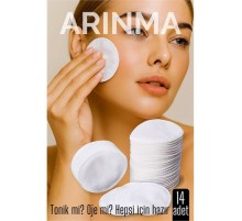 14'lü  Kozmetik Disk Pamuk Premium Makyaj Temizleme Pamuğu  Tonik ve Oje İçin Çift Taraflı Diskler