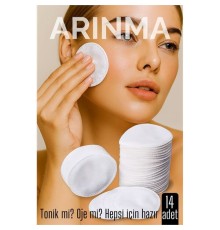 14'lü  Kozmetik Disk Pamuk Premium Makyaj Temizleme Pamuğu  Tonik ve Oje İçin Çift Taraflı Diskler