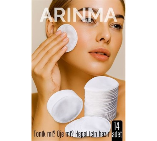 14'lü  Kozmetik Disk Pamuk Premium Makyaj Temizleme Pamuğu  Tonik ve Oje İçin Çift Taraflı Diskler