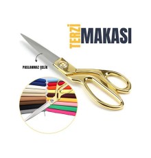 Terzi Makası – Paslanmaz Çelik Bıçaklı, Altın Renkli Profesyonel Kumaş Kesme Makası
